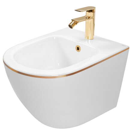 Rea CARLO MINI BIDET ZÁVESNÝ, 33x37x49, bielo-zlatý, REA-C6990