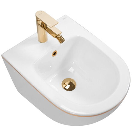 Rea CARLO MINI BIDET ZÁVESNÝ, 33x37x49, bielo-zlatý, REA-C6990