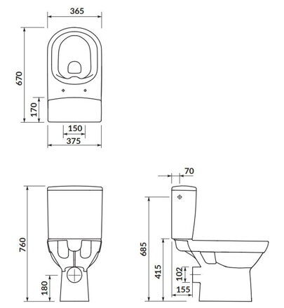 Cersanit CITY WC MISA STOJACA SO SEDÁTKOM, Clean On, biele keramické K35-037