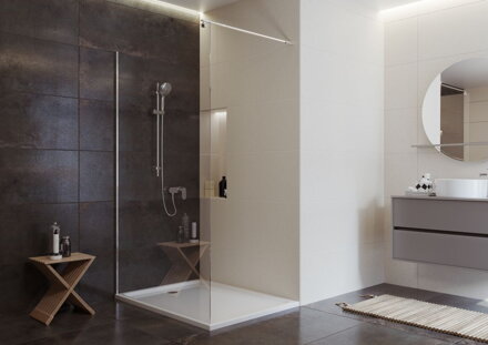 Cersanit MILLE SPRCHOVÁ STENA WALK-IN 120x200 chróm, sklo číre S161-002