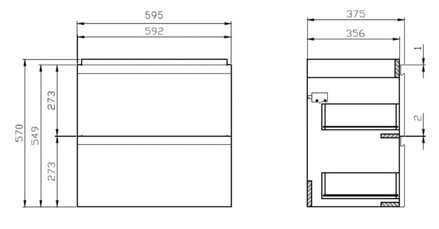 Cersanit MODUO SLIM SKRINKA POD UMÝVADLO SO ZÁSUVKAMI 60 cm, sivá S929-003