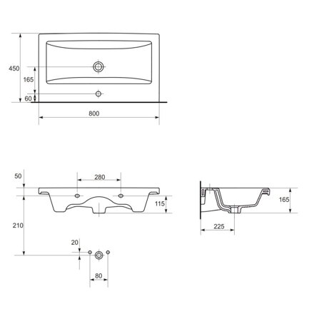 Cersanit COMO UMÝVADLO NÁBYTKOVÉ 80 cm, keramické K32-004-BOX