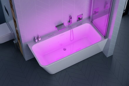Excellent LILA 2.0 CHROMO 4-LED VAŇA VOĽNE STOJACA ku stene rohová, 160, pravá akrylátová, biela WAEX.LIL2.LED4160PWHN