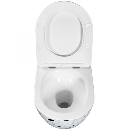 Rea WC - CARLOS RIMLESS SO SEDÁTKOM DUROPLAST/SLIM/ZM ZÁVESNÁ MISA, terazzo keramická REA-C8005