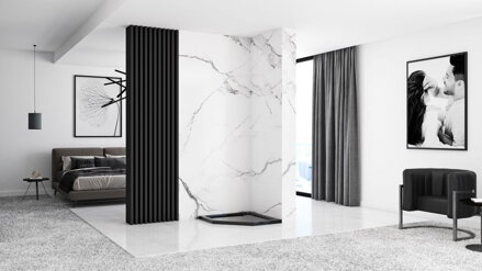 Rea DIAMOND SPRCHOVÁ VANIČKA PÄŤUHOLNÍKOVÁ 90x90 + sifón, čierna, K8543