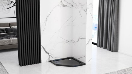 Rea DIAMOND SPRCHOVÁ VANIČKA PÄŤUHOLNÍKOVÁ 90x90 + sifón, čierna, K8543