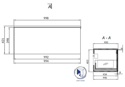 Cersanit INVERTO SKRINKA ZÁVESNÁ POD UMÝVADLO NA DOSKU 100 cm, svetlý dub/calacatta S930-002