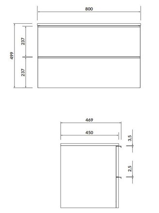 Cersanit VIRGO SKRINKA ZÁVESNÁ POD UMÝVADLO NA DOSKU 80 cm, biela/chróm S522-026