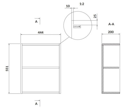 Cersanit LARGA SKRINKA MODULOVÁ BOČNÁ OTVORENÁ ZÁVESNÁ 20 cm, biela S932-093