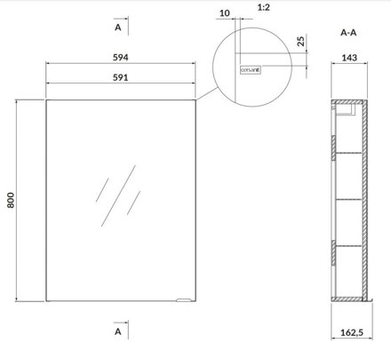 Cersanit LARGA SKRINKA ZRKADLOVÁ 60 cm, biela S932-016