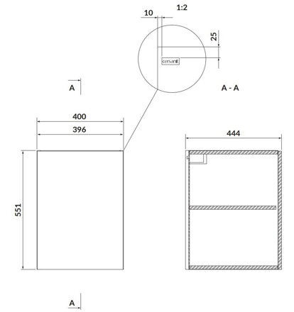 Cersanit LARGA SKRINKA MODULOVÁ SPODNÁ S DVIERKAMI ZÁVESNÁ 40 cm, biela S932-087