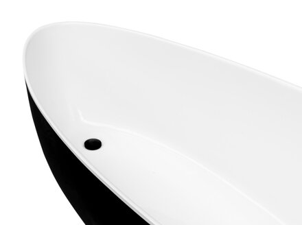 Besco GOYA B&W 160 VAŇA VOĽNE STOJACA 160x70,6, čierna-biela z liateho mramoru WMD-160-GBW
