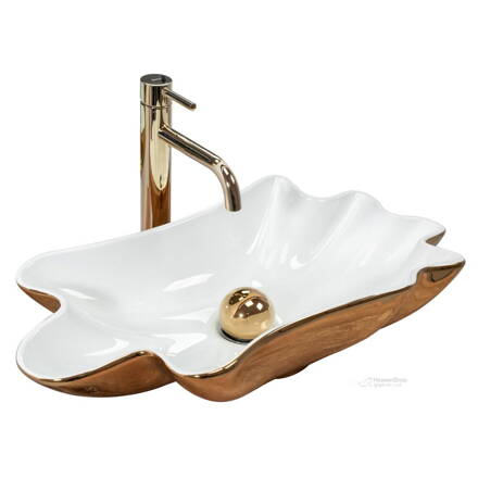 Rea INFINITY WHITE/GOLD UMÝVADLO NA DOSKU, 62 cm, keramické REA-U3400