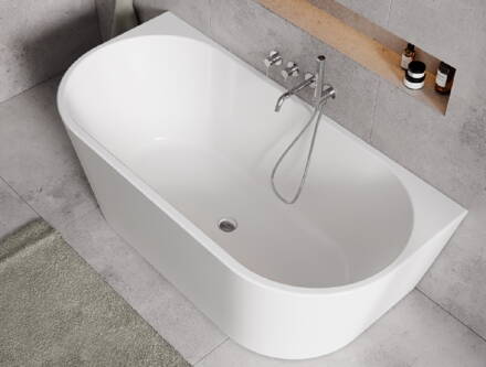 Besco VICA NEW 160 VAŇA VOĽNE STOJACA 160x80, biela sanitárny akrylát, klik-klak biely - čistenie zhora WAS-160VNBO