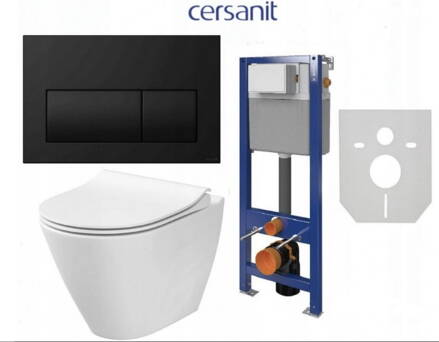 Cersanit AQUA 22 NÁDRŽ, WC MISA CITY OVAL, DUROPLAST, Soft Close, TLAČIDLO PRESTO čierna matná S701-494 Cersanit AQUA 22 NÁDRŽ, WC MISA CITY OVAL, DUROPLAST, Soft Close, TLAČIDLO PRESTO čierna matná S701-494