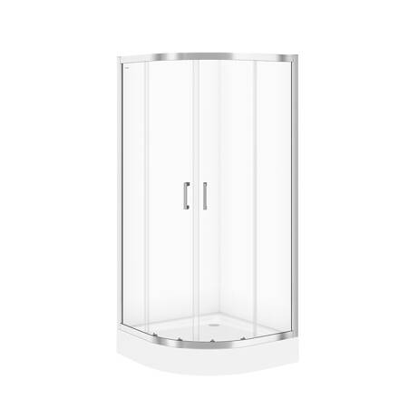 Cersanit BASIC ŠTVRŤ-KRUHOVÝ SPRCHOVÝ KÚT 90x90x185 + VANIČKA AKRYLÁTOVÁ, strieborný lesklý, sklo číre S601-118