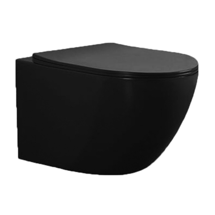 LaVita ZOLO/SINTO BLACK ZÁVESNÁ TOALETNÁ MISA BEZOKRAJOVÁ, čierna porcelánová