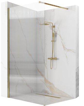 Rea AERO GOLD BRUSH INTIMO PEVNÁ SPRCHOVÁ STENA 100x195, zlatá matná sklo číre ryhované REA-K4126 Rea AERO GOLD BRUSH INTIMO PEVNÁ SPRCHOVÁ STENA 100x195, zlatá matná sklo číre ryhované REA-K4126
