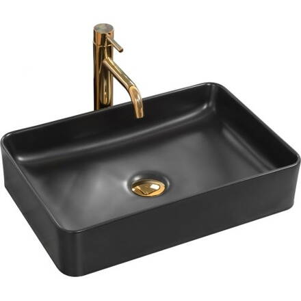 Rea AVIA BLACK MATT UMÝVADLO NA DOSKU 51cm, čierne keramické REA-U0843 Rea AVIA BLACK MATT UMÝVADLO NA DOSKU 51cm, čierne keramické REA-U0843