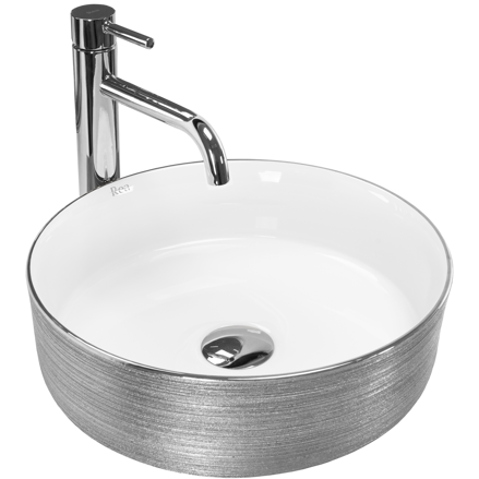 Rea SAMI SILVER BRUSH/WHITE UMÝVADLO NA DOSKU, bielo-strieborné keramické REA-U3304 Rea SAMI SILVER BRUSH/WHITE UMÝVADLO NA DOSKU, bielo-strieborné keramické REA-U3304