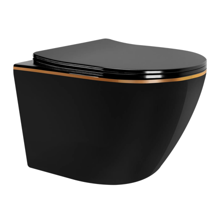 Rea WC CARLO MINI RIMLESS SO SEDÁTKOM DUROPLAST/FLAT/ZM MISA ZÁVESNÁ, čierna keramická REA-C8800