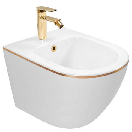 Rea CARLO MINI BIDET ZÁVESNÝ, 33x37x49, bielo-zlatý, REA-C6990